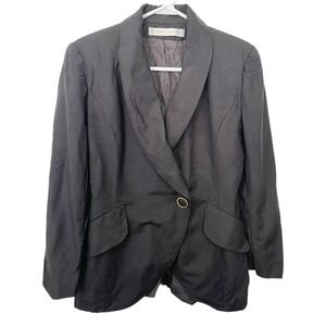 Larry Levine 6 Black Blazer Shawl Collar Single Button Vintage USA Made Business